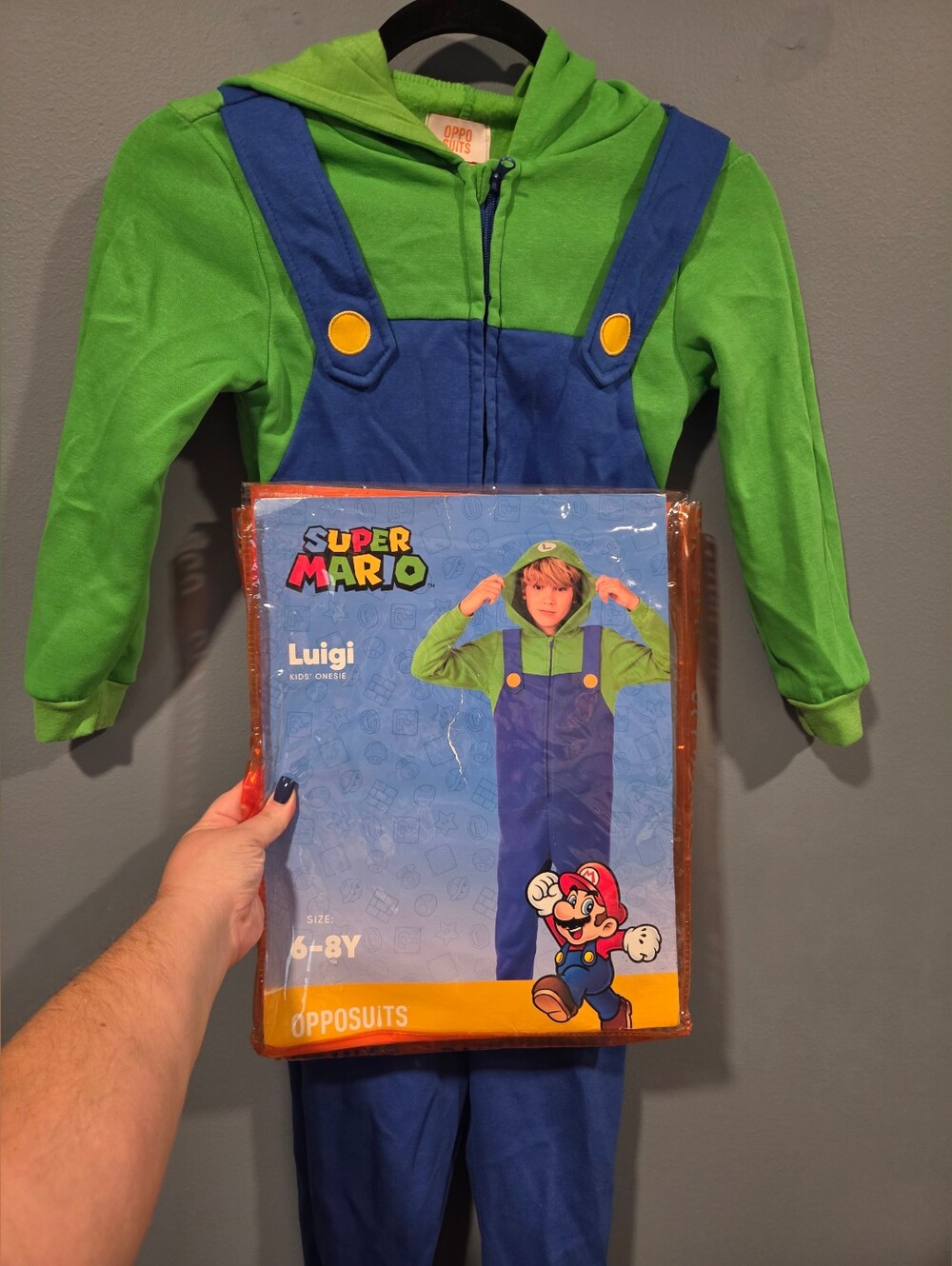 Opposuits Nintendo Luigi Costume Hoodie Jumpsuit - Fits 6 To 8 Years